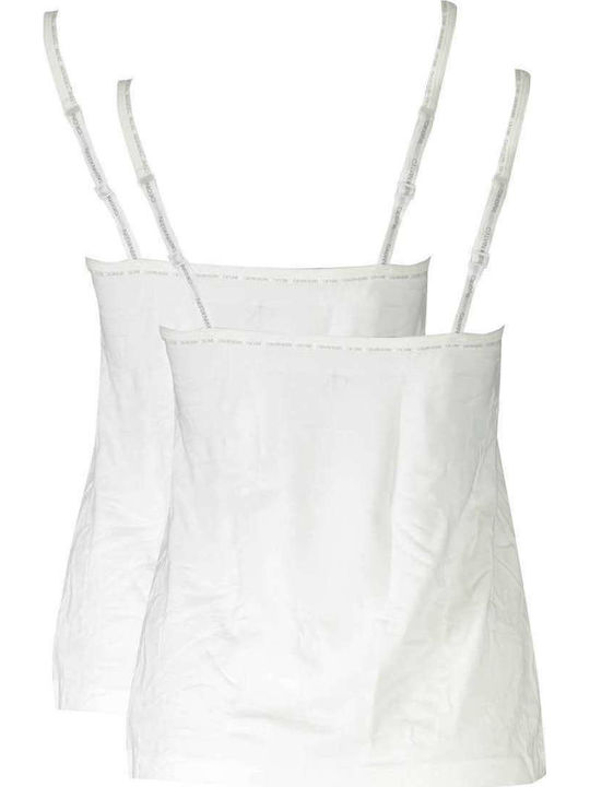 Ck One Cotton Women's T-Shirt with Spaghetti Strap White 2Pack