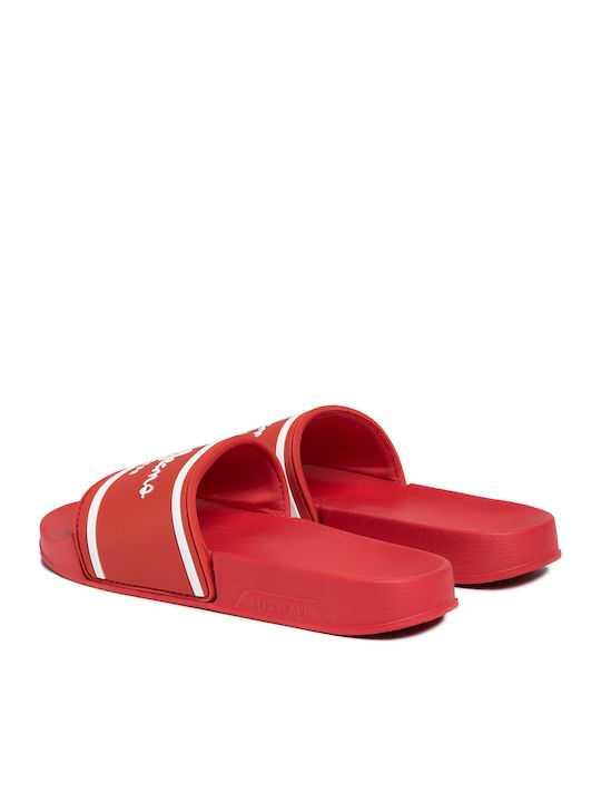 Kinder Badeschlappen Rot Slider Logo Pantoffeln Boys