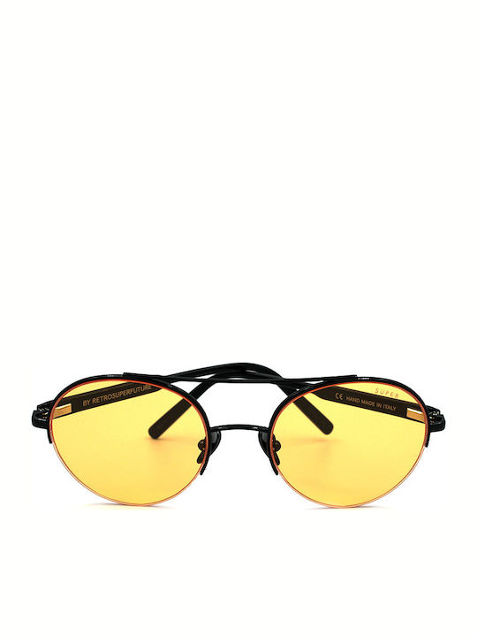 Retrosuperfuture Cooper Men's Sunglasses with Black Metal Frame and Yellow Lens