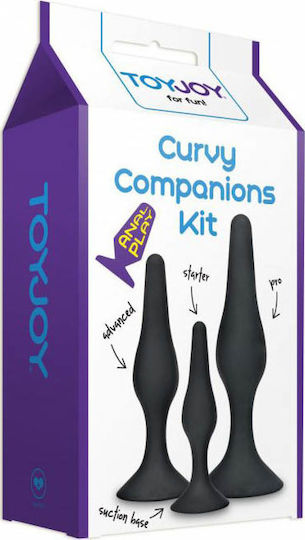 ToyJoy Curvy Companions Kit 3pcs Anal Plugs Set Black 3pcs