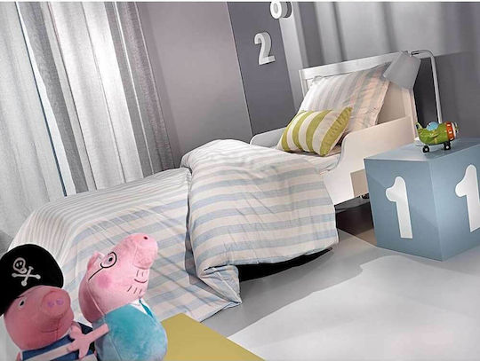 Saint Clair Комплект чаршафи Единично Памучни Stripes Синьо 160x250см 3бр