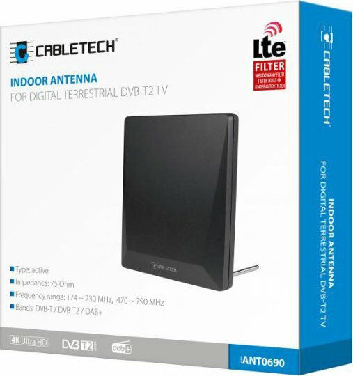 Cabletech ANT0690 Innenbereich Fernsehantenne (Benötigt Stromversorgung) Schwarz
