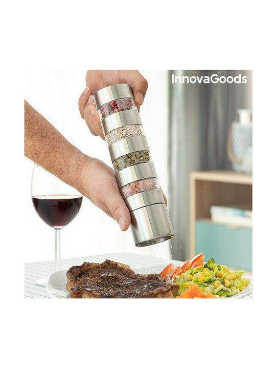 InnovaGoods Χειροκίνητος Μύλος Μπαχαρικών Inox σε Ασημί Χρώμα 21cm