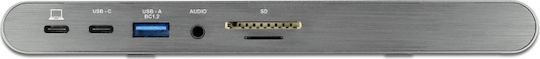DeLock USB-C Docking Station with HDMI/DisplayPort 4K PD Ethernet and Support for 3 Monitors Gray (87772)