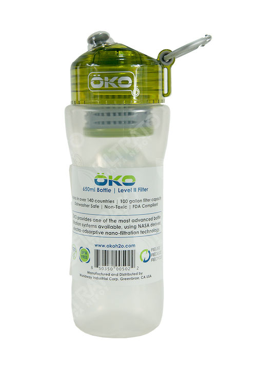Oko Original Level 2 Πλαστικό Παγούρι με Στόμιο και Φίλτρο 650ml Διάφανο
