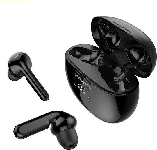 Awei T15P In-ear Bluetooth Handsfree Ακουστικά με Θήκη Φόρτισης Μαύρα