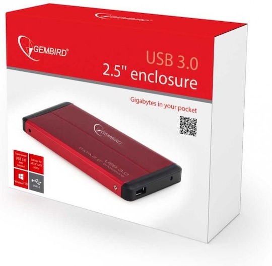 Gembird Θήκη για Σκληρό Δίσκο 2.5" SATA III με σύνδεση USB 3.0 σε Κόκκινο χρώμα
