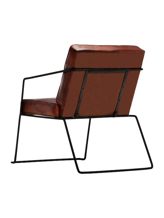 Πολυθρόνα από Γνήσιο Δέρμα Σκούρο Καφέ 52x70x71cm