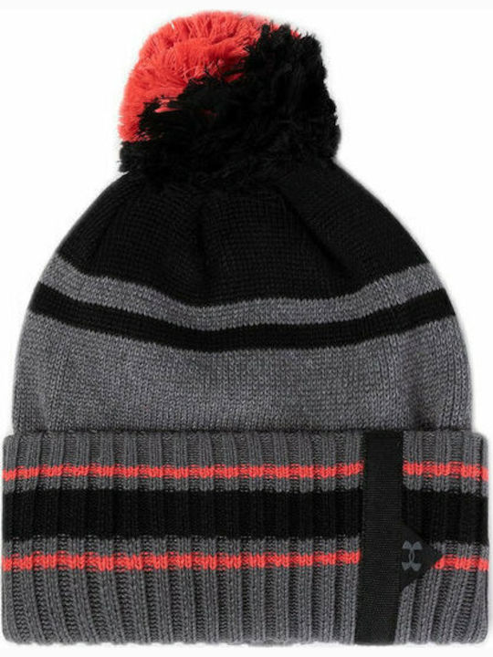Pom Pom Beanie Beanie Knitted Black/Grey