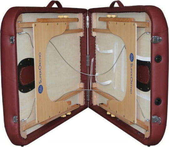 SuperOrtho Pro_2 Wooden Portable/Folding Burgundy Massage and Physiotherapy Bed 186x71cm