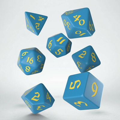 Q Workshop Classic Runic Dice Set Dice Blue & Yellow 7τμχ QWSSCLR2E