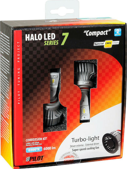 Lampa Λάμπες Αυτοκινήτου & Μοτοσυκλέτας Halo LED Serie 7 Compact H7 LED 6500K Ψυχρό Λευκό 9-32V 72W 2τμχ