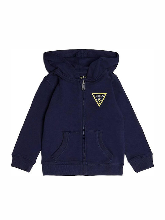 Guess Boys Hooded Sweatshirt with Zipper Navy Blue