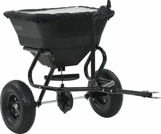 vidaXL Salt Spreader Towable 45lt 125x74x79cm from PVC/Steel Wheeled Seed/Fertilizer Distributor with Capacity 45lt
