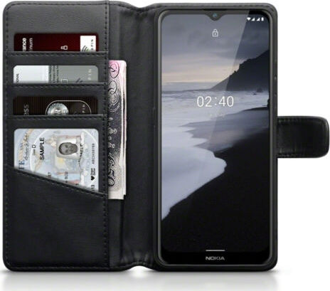 Terrapin Brieftasche Leder Schwarz (Nokia 2.4)
