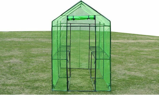 vidaXL 40618 Seră Casa cu Cadru Metalic și Rafturi 1.2x2.4x1.9m