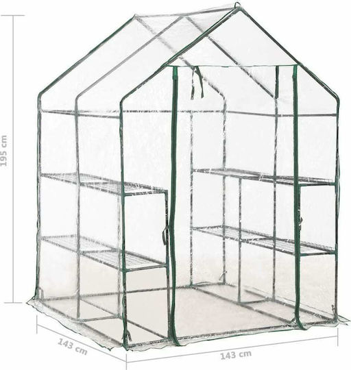 vidaXL 46914 Gewächshaus Typ Haus mit Metallrahmen und Regale 1.43x1.43x1.95m