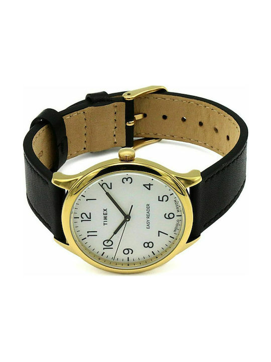 Timex Easy Reader Watch Battery with Black Leather Strap