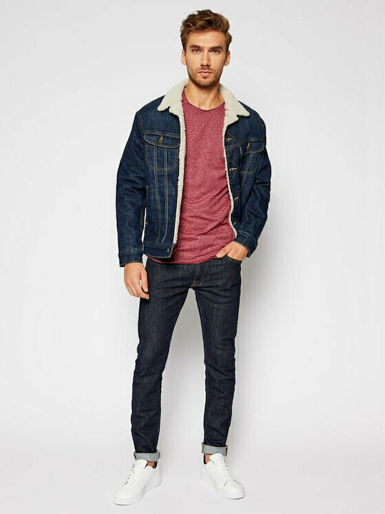 Luke Pantaloni De Blugi Elastic Slim Tapered Fit Albastru