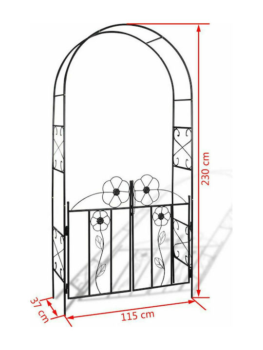 Gartenbogen aus Metall in Schwarz Farbe 115x37x230cm