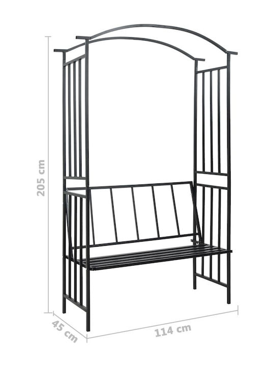 Garden Arch from Metal in Black Color 128x50x207cm