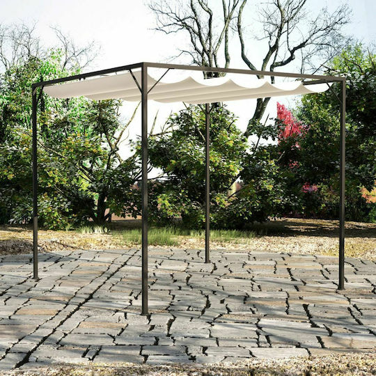 Garden Pergola with Ceiling Made of Metallic in White Color 300x300x225cm