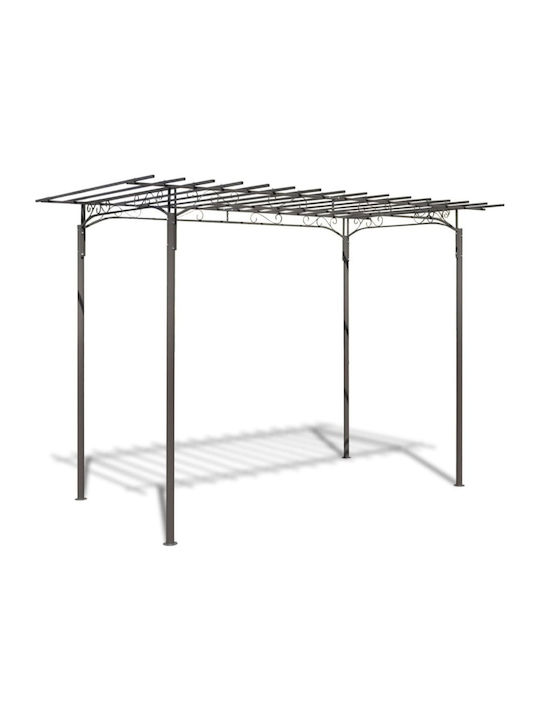 Пергола За Градина От Метал В Сребрист Цвят 190x320x215см