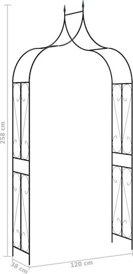 Arcadă De Grădină Din Metal Negru 120x38x258cm