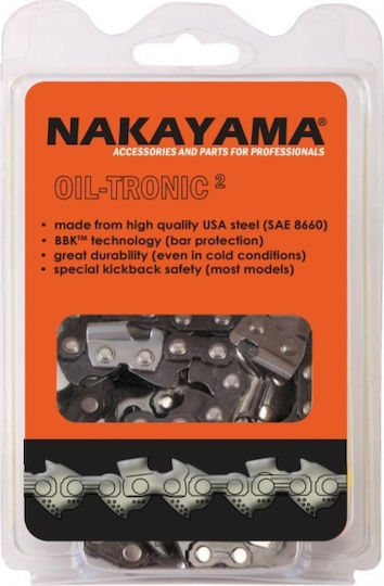 Nakayama 013594 Chainsaw Chain with Pitch 3/8", Gauge .050"-1.3mm & Number of Guides 52E