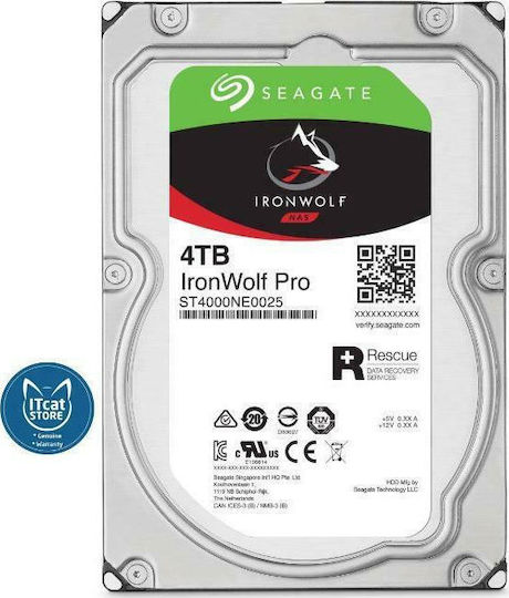 Seagate Ironwolf Pro 4TB HDD Hard Drive 3.5" SATA III 7200rpm with 256MB Cache for NAS ST4000NE001