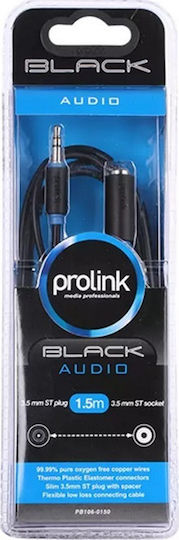 Prolink Καλώδιο Ήχου 3.5mm male - 3.5mm female Μαύρο 1.5m PB106-0150