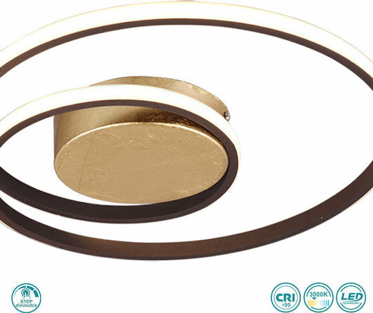 Trio Lighting Zibal Πλαφονιέρα Οροφής 39εκ. Χρυσή με Ενσωματωμένο LED