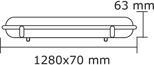 Aca Lighting Batten Single-Ended Outdoor with 1 Slot for LED Lamp T8 128cm