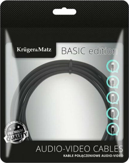 Kruger & Matz Καλώδιο Ήχου 3.5mm male - RCA male Μαύρο 1.8m με Επίχρυσους Ακροδέκτες KM1214