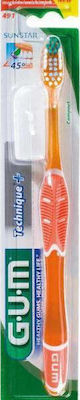 GUM Technique+ Compact 491 Manual Toothbrush Soft Orange 1pcs