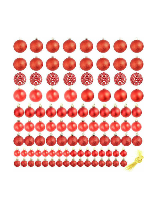 vidaXL Christmas Plastic Ball Ornament Red 100pcs