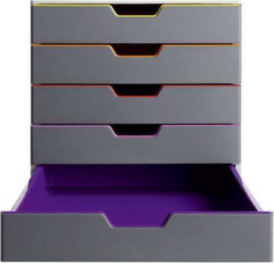 Durable Plastic Desktop Drawer 5 Positions 28x35.6x29.2cm Gray Varicolor