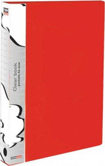 Typotrust Clipboard Flexible with 30 plastic sleeves Slides for Paper A4 Red 1pcs