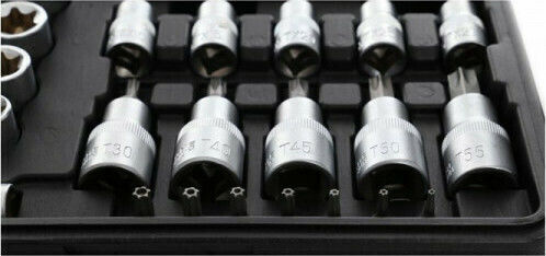Kraft & Dele Set Torx și biți Căpăcei Torx cu Patrat de Prindere 1/4", 1/2" Set 30buc
