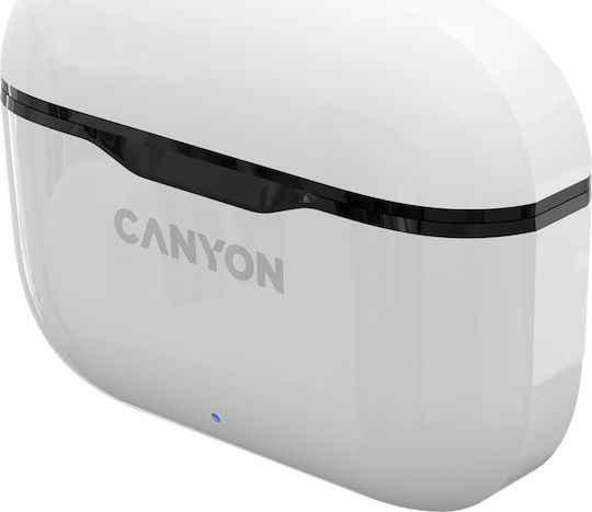 Canyon CNE-CBTHS3W In-ear Bluetooth Handsfree Ακουστικά με Αντοχή στον Ιδρώτα και Θήκη Φόρτισης Λευκά