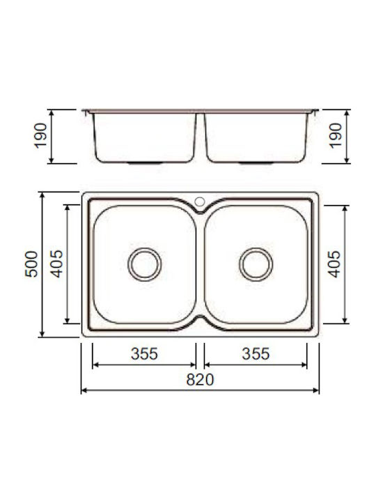 Macart Ecotype N-200 Ένθετος Νεροχύτης Inox Σατινέ Μ82xΠ50cm Ασημί