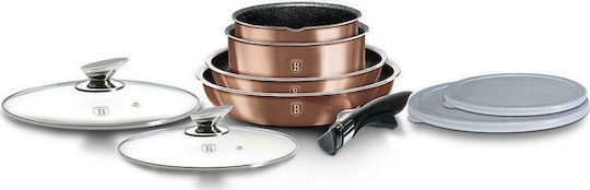 Berlinger Haus Metallic Line Комплект Съдове За Готвене От Алуминий Rose Gold Collection С Вътрешно Покритие От Камък 5 Части