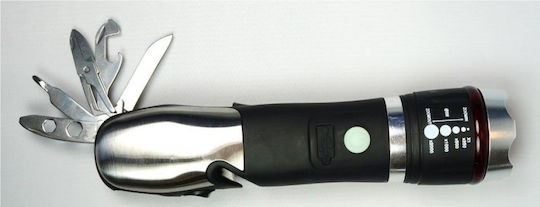 Rechargeable Flashlight LED with Maximum Brightness 1200lm Commando Light Black