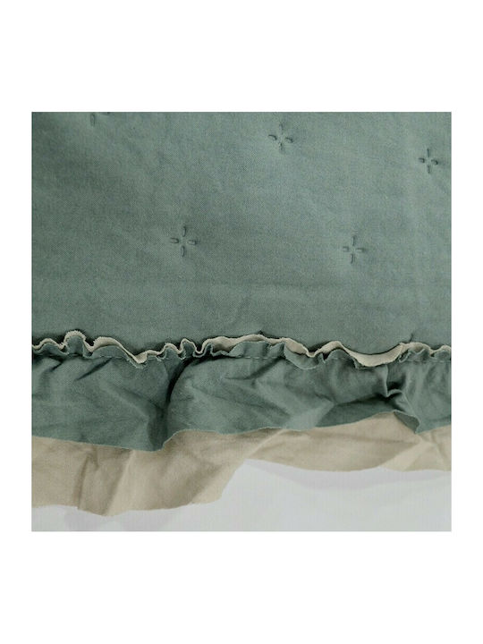 Lino Home Solide Set Coverlet Queen Size Microfiber Petrol 220x240cm 3pcs