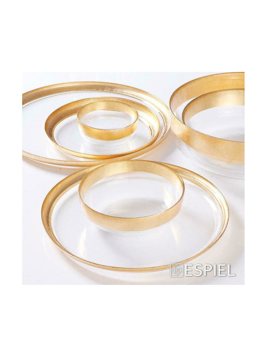 Espiel Leona Platou Decorativ Rotundă Sticlă Golden 1buc 21x21x2buc