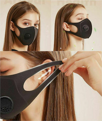 Cloth Face Mask with Valve Black 1pcs