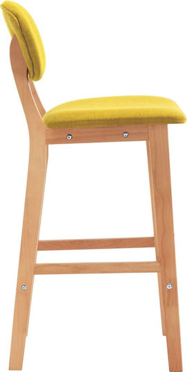 Stool Bar with Backrest Upholstered with Fabric Yellow Mustard 2pcs 45x47x92cm