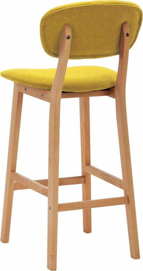 Stool Bar with Backrest Upholstered with Fabric Yellow Mustard 2pcs 45x47x92cm