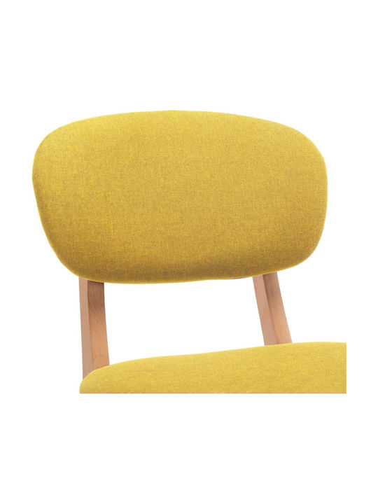 Stool Bar with Backrest Upholstered with Fabric Yellow Mustard 2pcs 45x47x92cm