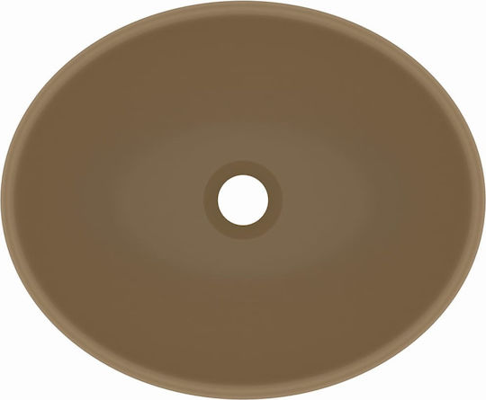 vidaXL Επικαθήμενος Νιπτήρας Κεραμικός 40x33cm Καφέ
